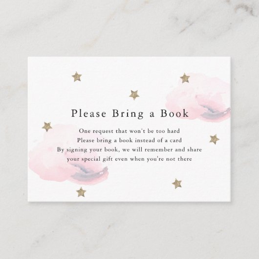 Gold Stars & Rosa Wolken Bitte eine Book Card mitb Begleitkarte (Vorderseite)