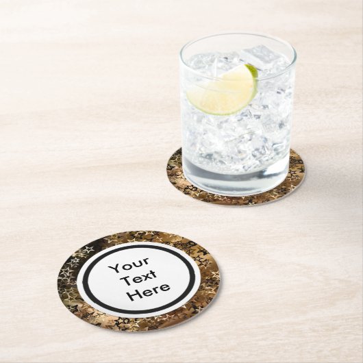 Gold Stars Runder Pappuntersetzer (Vor Ort)