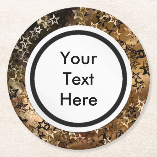 Gold Stars Runder Pappuntersetzer (Vorderseite)