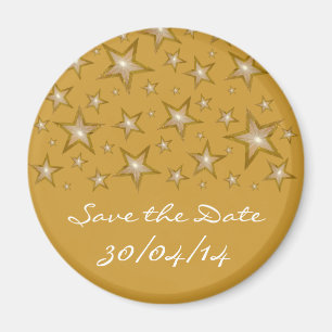Gold Stars "Save the Date" Kühlschrankmagnet Gold