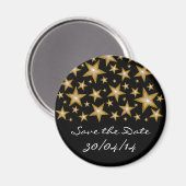 Gold Stars "Save the Date" Kühlschrankmagnet schwa (Vorderseite/Rückseite)