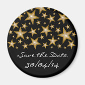 Gold Stars "Save the Date" Kühlschrankmagnet schwa (Vorne)