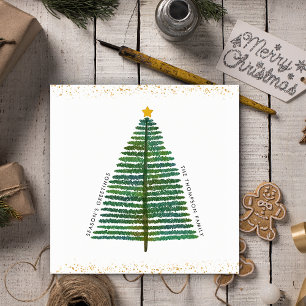 Gold Stars Scandi Skandinavischer Weihnachtsbaum Feiertagskarte