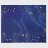 Gold Stars, Sky, Navy Blue, Ferien Geschenkpapier (Flach)
