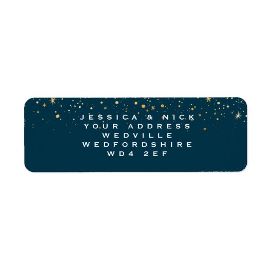 Gold Stars Sparkle Rücksendeadresse (Vorne)