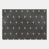 Gold Stars & Stardust auf Schwarz Geschenkpapier Set (Vorderseite 2)