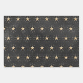 Gold Stars & Stardust auf Schwarz Geschenkpapier Set (Vorderseite)