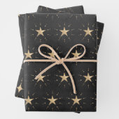 Gold Stars & Stardust auf Schwarz Geschenkpapier Set (Beispiel)