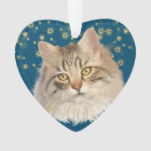 Gold Stars Tabby Cat Grandchild Blue Ornament (Vorderseite)