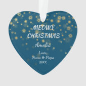 Gold Stars Tabby Cat Grandchild Blue Ornament (Rückseite)