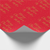 Gold Stars und Glitzern Custom Red Frohe Weihnacht Geschenkpapier (Ecke)