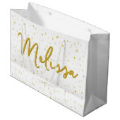 Gold Stars und Glitzern | Personalisiertes Geschen Große Geschenktüte (Vorderseite Schrägansicht)