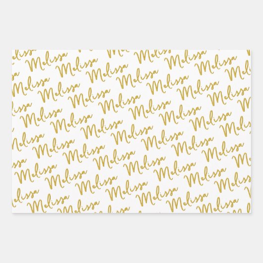 Gold Stars und Glitzern Personalisiertes Wrapping Geschenkpapier Set (Vorderseite 2)