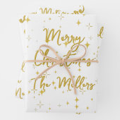 Gold Stars und Glitzern Personalisiertes Wrapping Geschenkpapier Set (Beispiel)