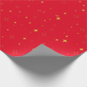 Gold Stars und Glitzern Rote Geschenke Geschenkpapier (Ecke)