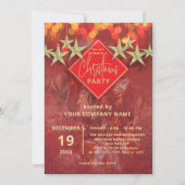 Gold Stars und Lights Weihnachtsfest im Unternehme Einladung (Vorderseite)