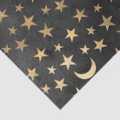 Gold Stars und Monde auf Black Decoupage Seidenpapier (Detail)