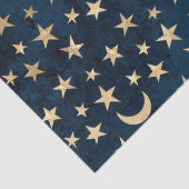 Gold Stars und Monde auf Blue Decoupage Seidenpapier (Detail)