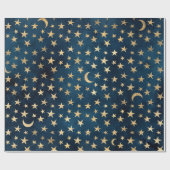 Gold Stars und Monde auf Blue Geschenkpapier (Flach)