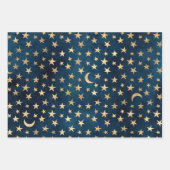 Gold Stars und Monde auf Blue Geschenkpapier Set (Vorderseite 3)