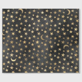 Gold Stars und Moons auf schwarz Geschenkpapier (Flach)