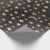 Gold Stars und Moons auf schwarz Geschenkpapier (Ecke)