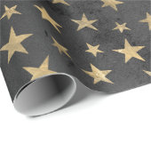 Gold Stars und Moons auf schwarz Geschenkpapier (Rolleneckpunkt)