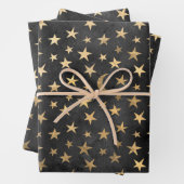 Gold Stars und Moons auf schwarz Geschenkpapier Set (Beispiel)