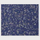 Gold Stars und Punkte auf blauem Wrapping Paper Geschenkpapier (Flach)