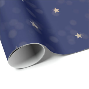 Gold Stars und Punkte auf blauem Wrapping Paper Geschenkpapier