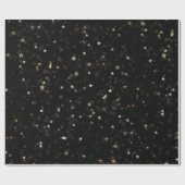 Gold Stars und Punkte auf schwarz Geschenkpapier (Flach)