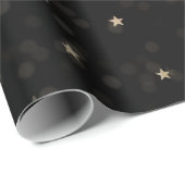 Gold Stars und Punkte auf schwarz Geschenkpapier (Rolleneckpunkt)