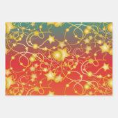 Gold Stars und Streicher auf Rot/Orange/Grün Ombre Geschenkpapier Set (Vorderseite 3)