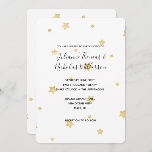 Gold Stars Wedding Invites Einladung (Vorne/Hinten)