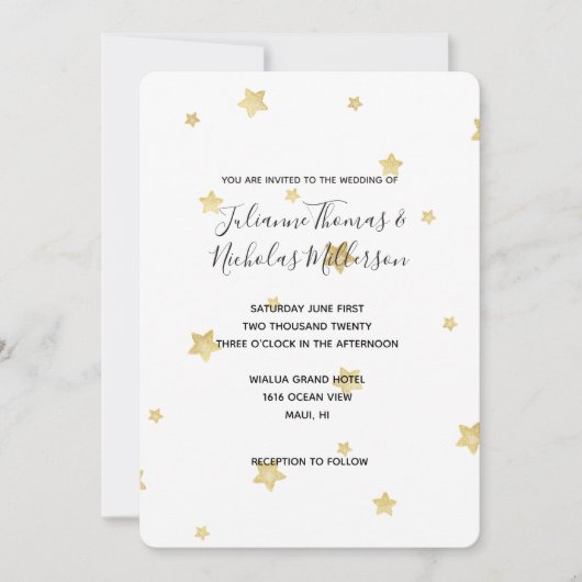 Gold Stars Wedding Invites Einladung (Vorderseite)