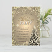 Gold Stars, Weihnachtsbaumfirma Weihnachtsfest Par Einladung (Stehend Vorderseite)