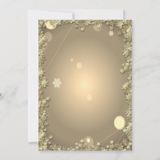 Gold Stars, Weihnachtsbaumfirma Weihnachtsfest Par Einladung (Rückseite)
