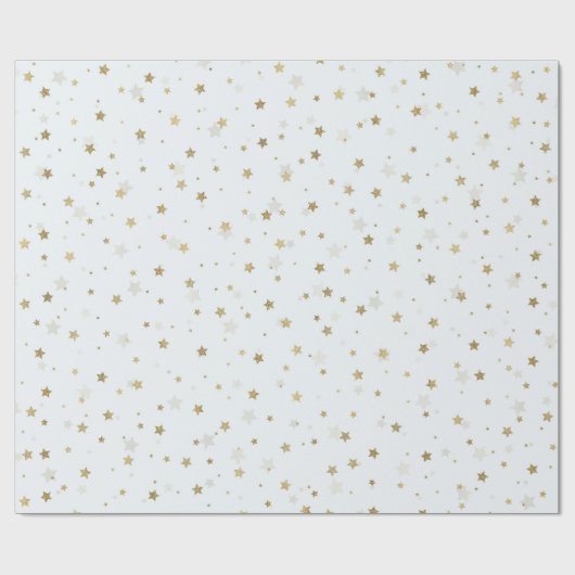 Gold Stars White Design Geschenkpapier (Flach)