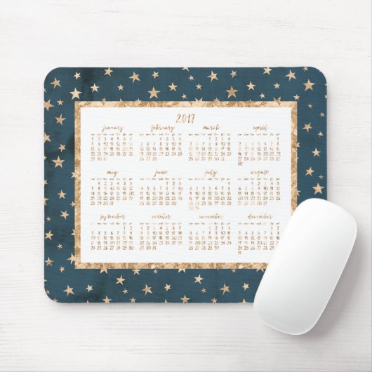 Gold Stars Yearly 2017 Calendar Mouse Pad Mitterna Mousepad (Mit Mouse)