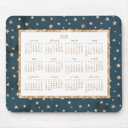 Gold Stars Yearly 2017 Calendar Mouse Pad Mitterna Mousepad (Vorne)