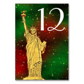 Gold Statue of Liberty NYC Skyline #2 Xmas Starry Tischnummer (Vorderseite)