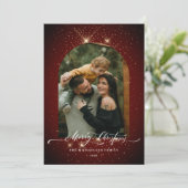 Gold Staub 3 Foto Festive Rot Frohe Weihnachten (Stehend Vorderseite)