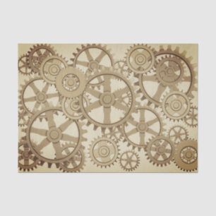 Gold Steampunk Gänge Muster, Retro futuristisch Seidenpapier