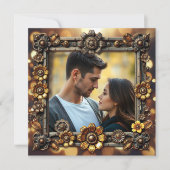 Gold Steampunk Personalisiert Wedding RSVP Save The Date (Vorderseite)