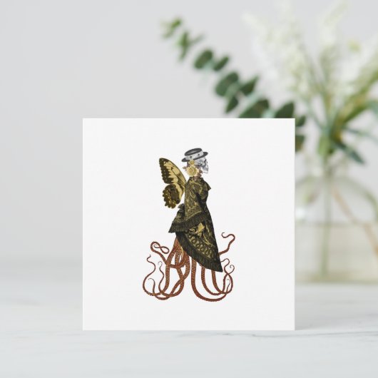 Gold SteamPunk Serie Design 5 Einladung (Stehend Vorderseite)