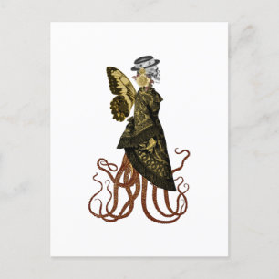 Gold SteamPunk Serien Design 5 Postkarte