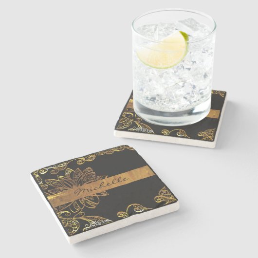 Gold Steinuntersetzer (Seitenansicht)