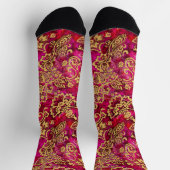 Gold Stencil Blues und Texturierte rosa Erde Socken (Oben)