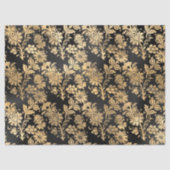 Gold Stencil-Blume auf Black Decoupage Seidenpapier (Vorderseite)