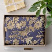 Gold Stencil-Blume auf Lila Decoupage Seidenpapier (Geschenk)